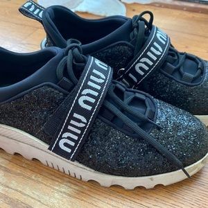 Miu Miu glitter sneaker Black